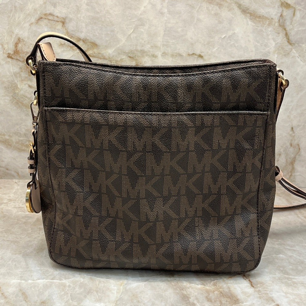 Michael Kors Dark Brown Monogram Shoulder Bag - Picture 2 of 13